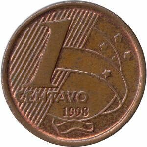Moedas do BRASIL 1 centavo Brasil 1998