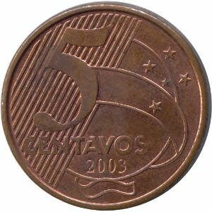 Monete del BRASILE 5 centavo Brasile 2003