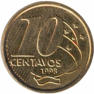 Monete del BRASILE 10 centavo Brasile 1998