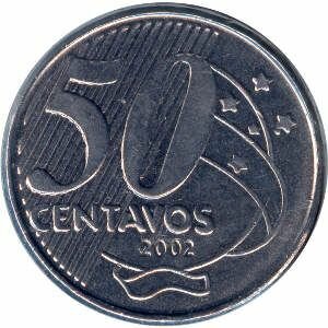 Монеты БРАЗИЛИИ 50 сентаво Бразилия 2002