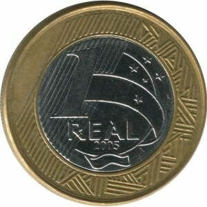 Coins of BRAZIL 1 real. 40 years of the Central Bank of Brazil