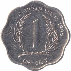 Монеты ДОМИНИКИ 1 цент Восточные Карибы 1995