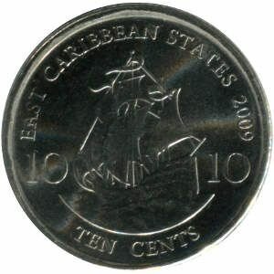 DOMINICA Monete 10 centesimi Caraibi Orientali 2009