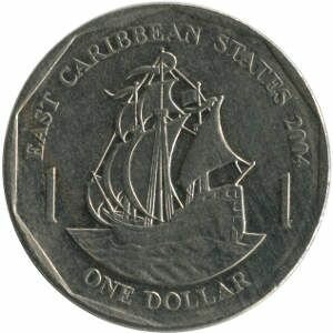 DOMINICA Monete 1 dollaro Caraibi Orientali 2004
