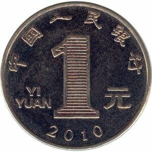 Монеты КИТАЙСКОЙ НАРОДНОЙ РЕСПУБЛИКИ (КНР) 1 юань Китай 2010