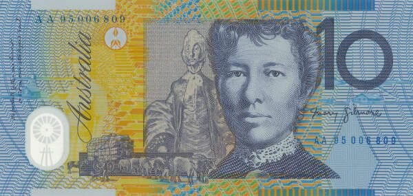 Notas de banco da AUSTRÁLIA 10 dólares Austrália 1995