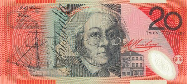 Notas de banco da AUSTRÁLIA 20 dólares Austrália 1995