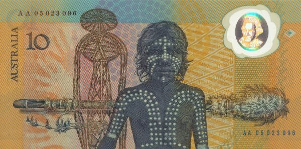 Notas de banco da AUSTRÁLIA 10 dólares Austrália 1988
